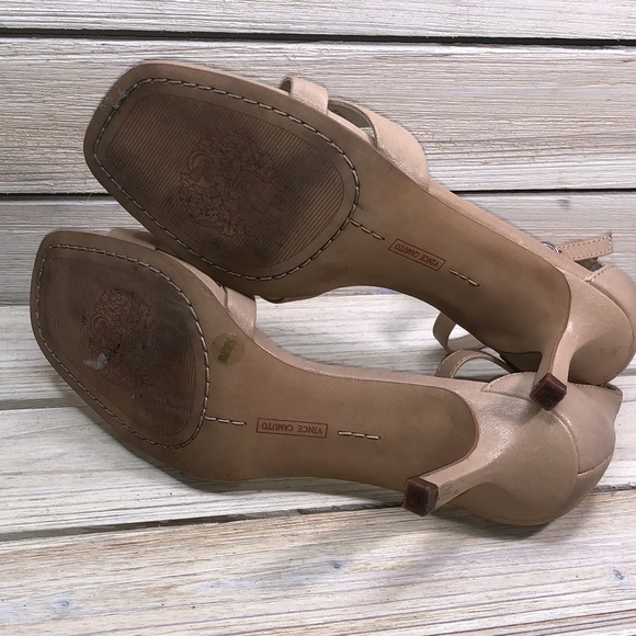 Vince Camuto Sarriss Leather Nude Low Heels 6M - Picture 9 of 9